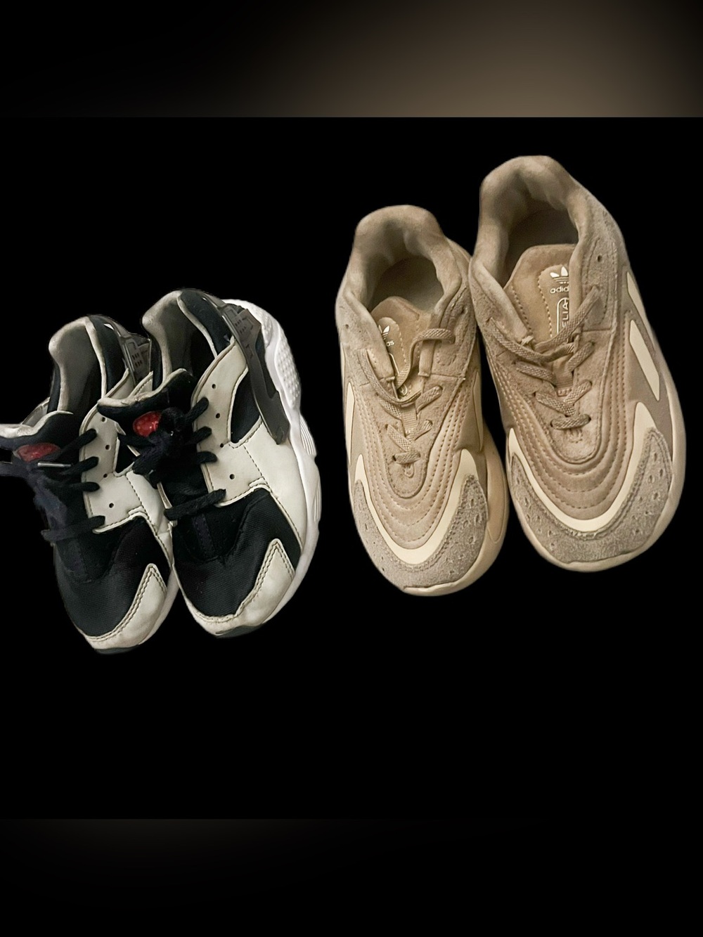 2 pairs boys shoes - adidas ozelia & nike huarache run BP